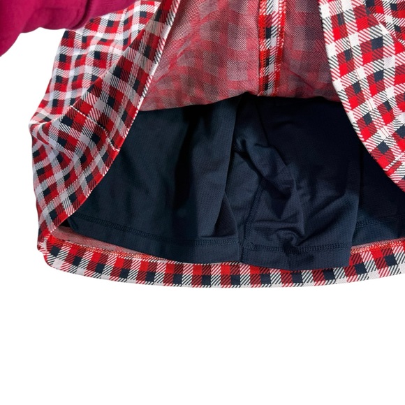 Tory Burch Sport Skirt Skort Womens Jacquard Red Blue Check Pockets XS NWT - Picture 5 of 11